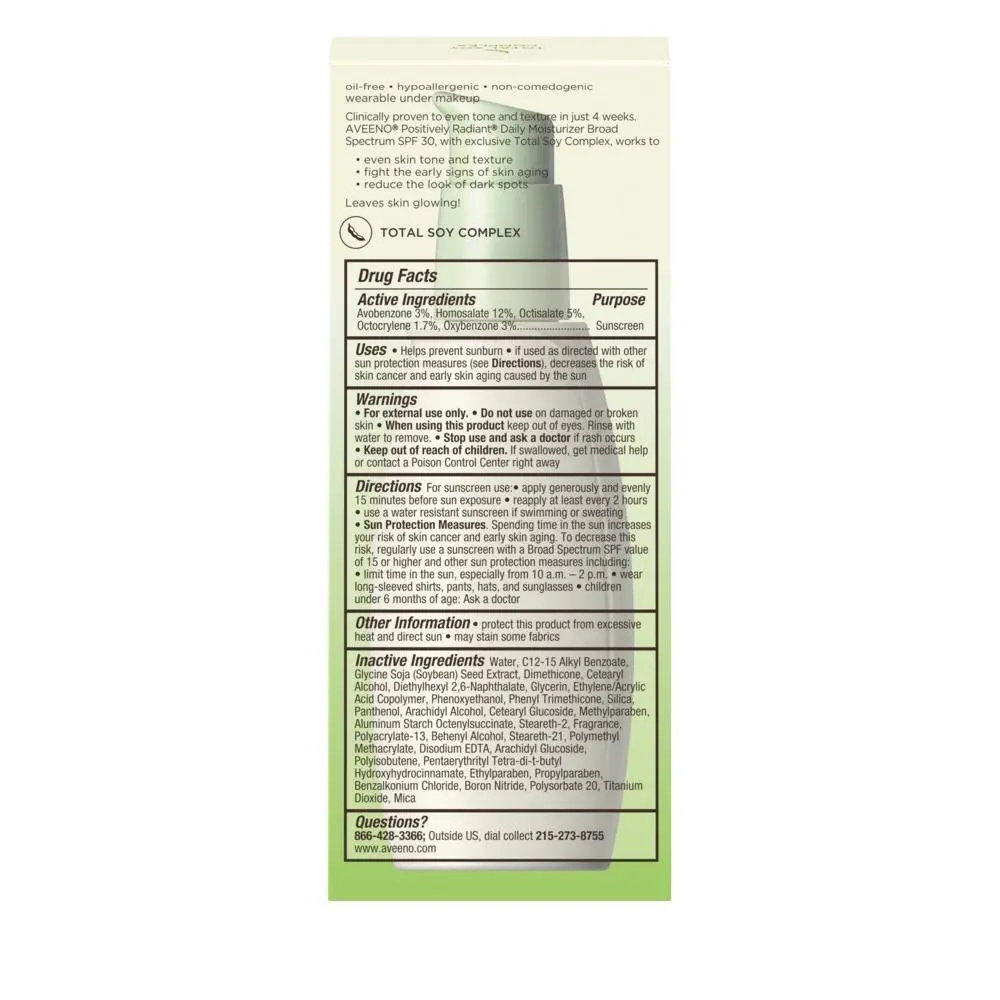 AVEENO® POSITIVELY RADIANT® Daily Moisturizer Broad Spectrum SPF 30