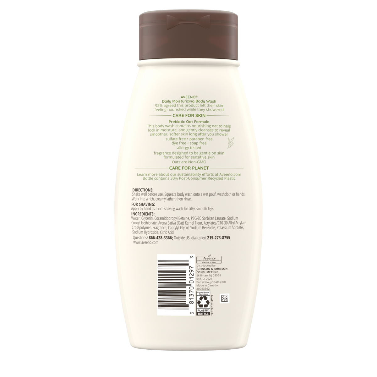 Aveeno Daily Moisturizing Body Wash with Prebiotic Oat Back