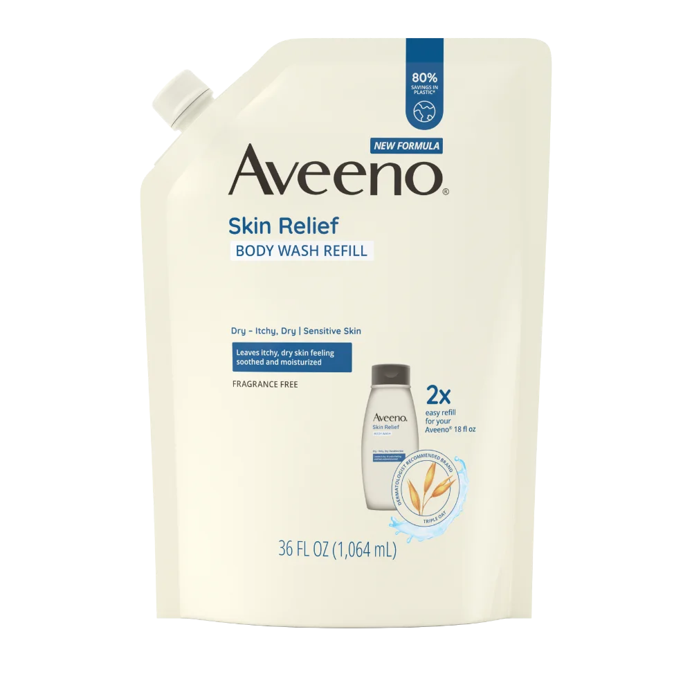 Aveeno Skin Relief Fragrance-Free Body Wash Refill Front