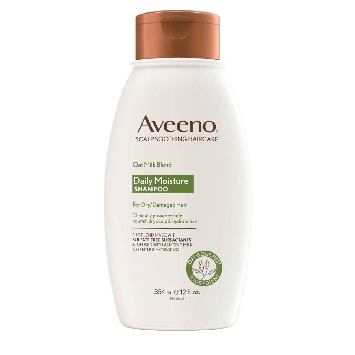 Pack shot of Aveeno® Oat Milk Blend Daily Moisture Shampoo for Dry/Damaged Hair, 12 fl oz