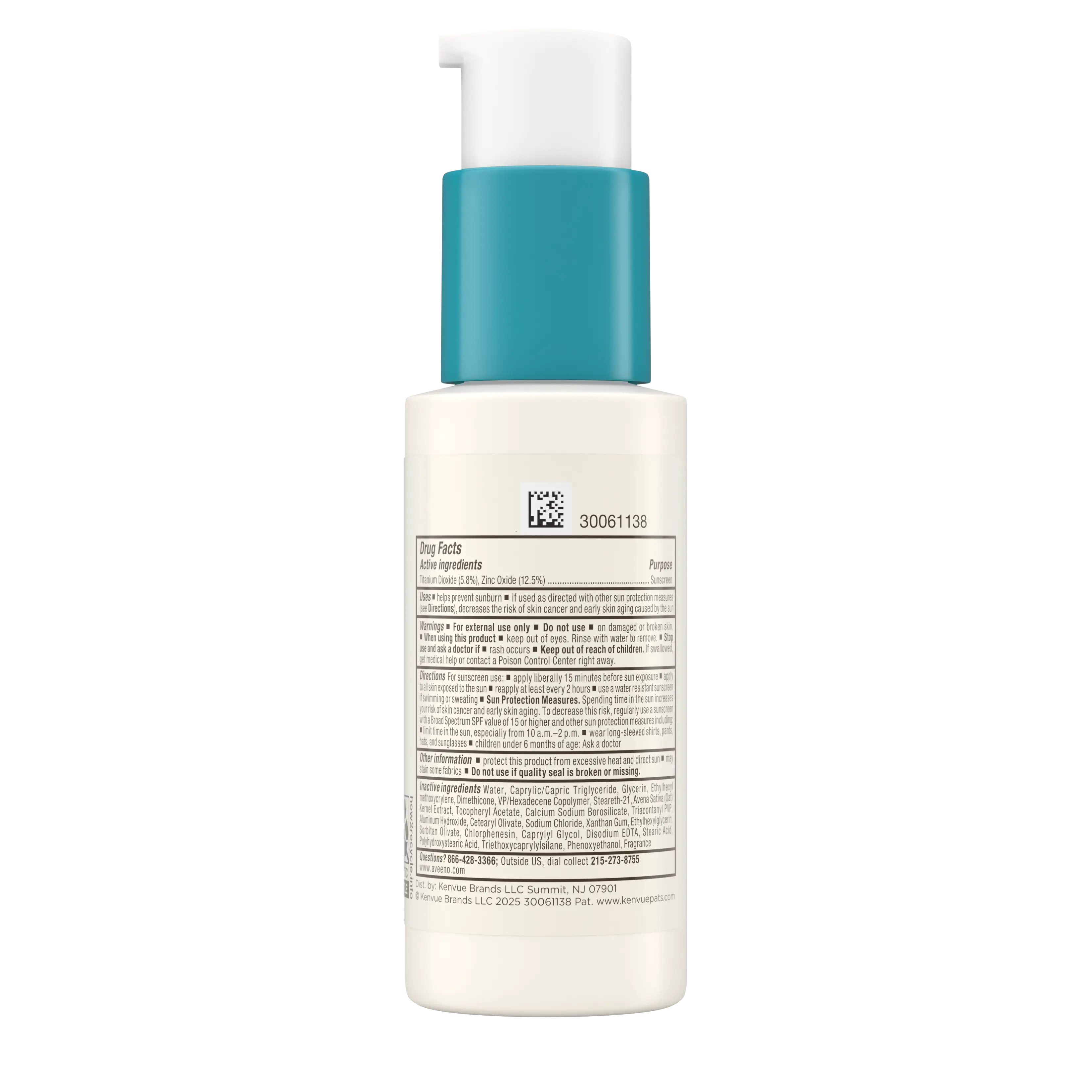 Back pack shot of Aveeno® Kids Daily Moisture Face Lotion & Mineral Sunscreen SPF30