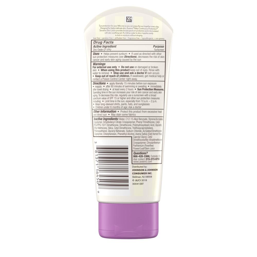 Aveeno® Baby Continuous Protection® Sensitive Skin Zinc Oxide Sunscreen SPF 50