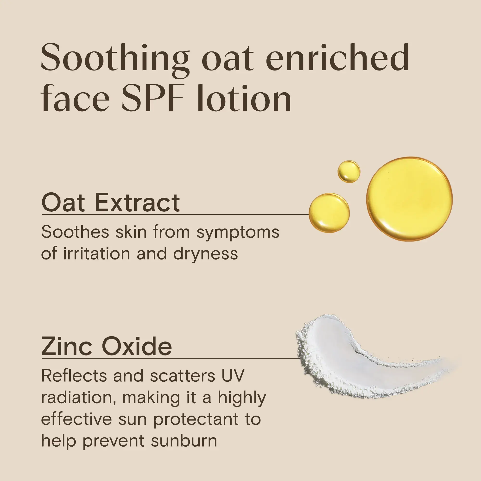 Soothing oat enriched face SPF lotion with oat extract and zinc oxide