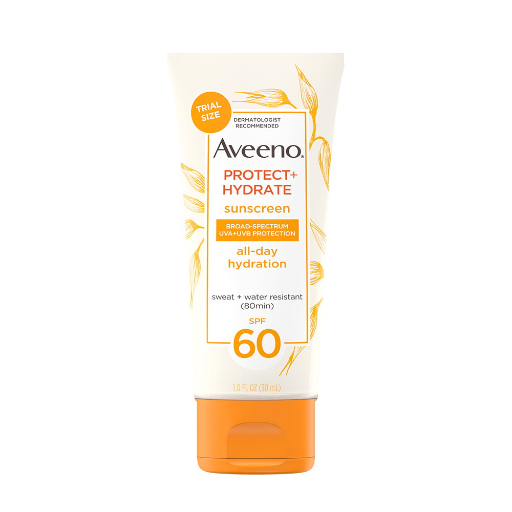 Pack shot of Aveeno® Protect + Hydrate Sunscreen Face Lotion Broad Spectrum SPF 60, 1 fl oz