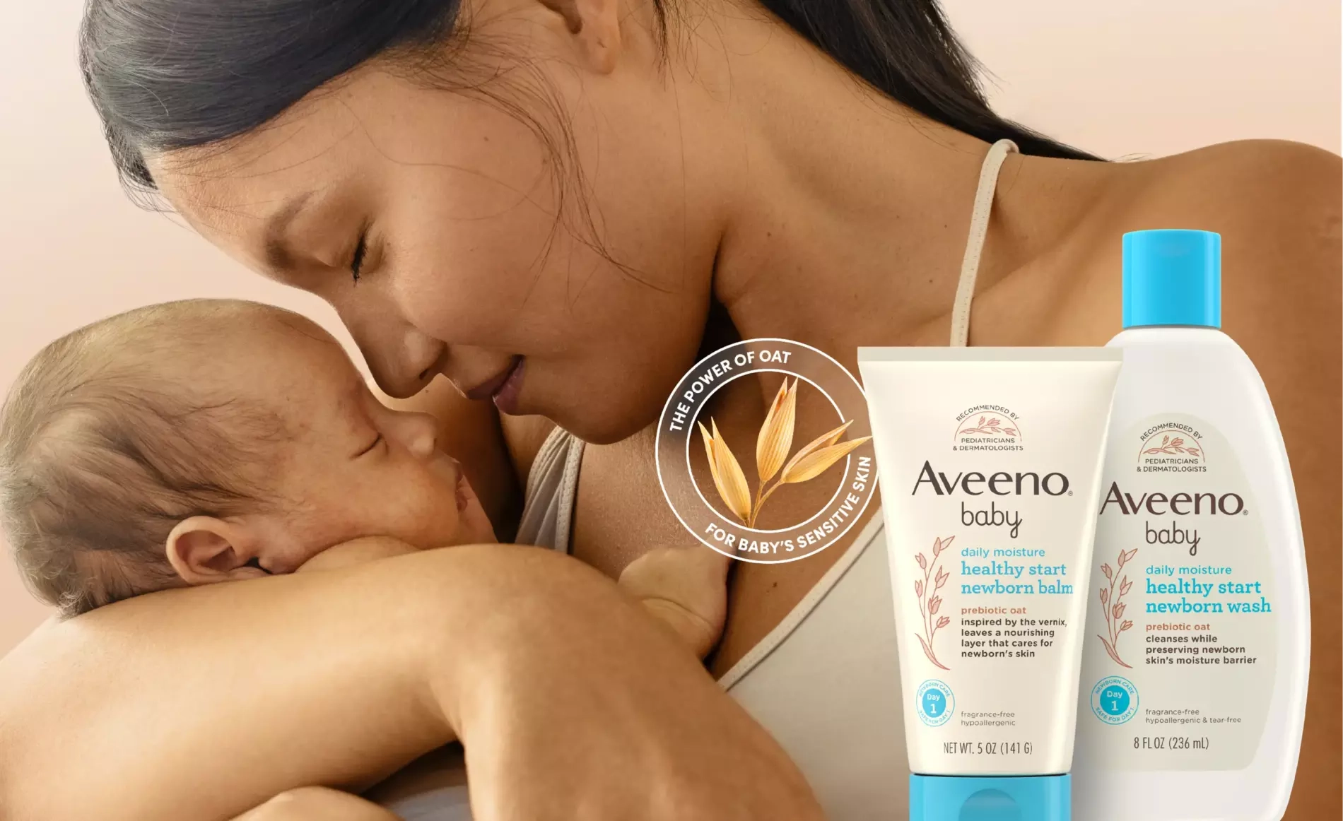 Aveeno<sup>®</sup> Baby Overview Mother Holding Baby