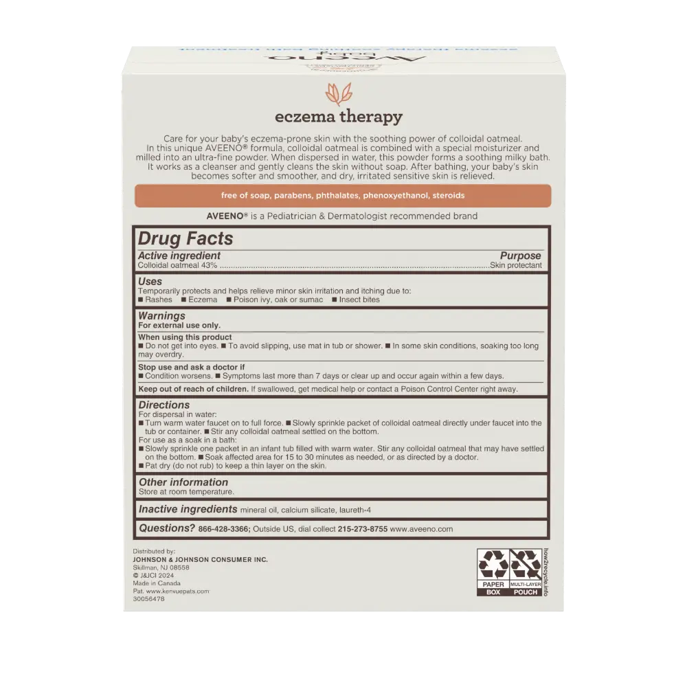 Back Pack shot of Baby Eczema Therapy Soothing Bath Treatment 3.75oz