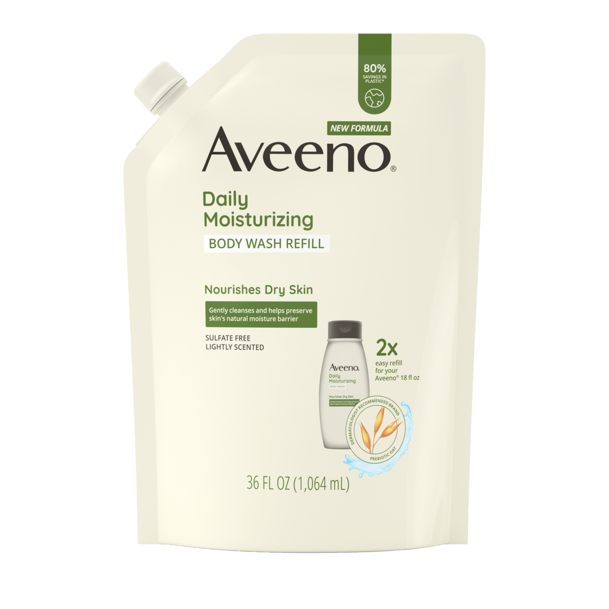 Aveeno Daily Moisturizing Body Wash Refill, Soothing Oat Front