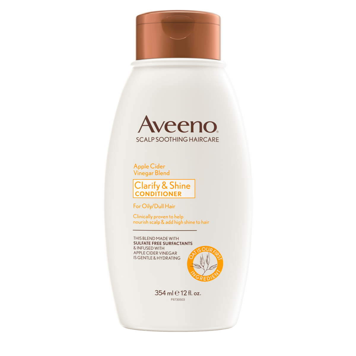 Front pack shot of Aveeno® Apple Cider Vinegar Blend Clarify & Shine Conditioner