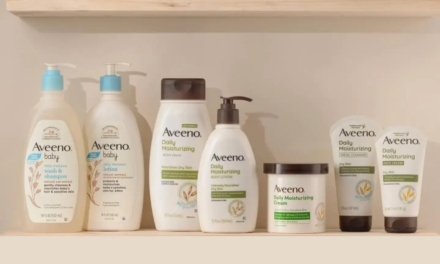 Aveeno® bottles collection baby daily moisture and daily moisturizing products