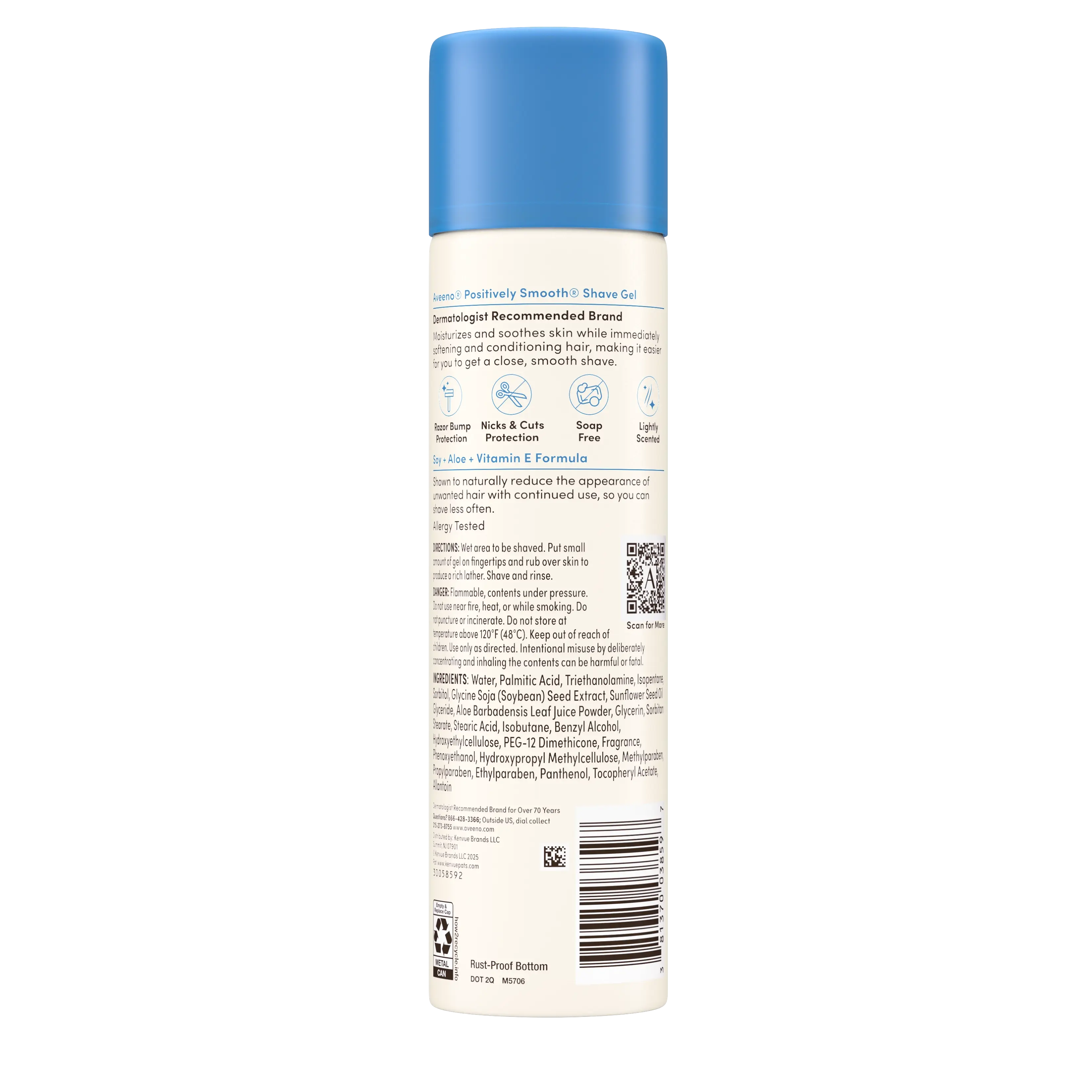 Back Pack shot of Aveeno® Positively Smooth Shave Gel