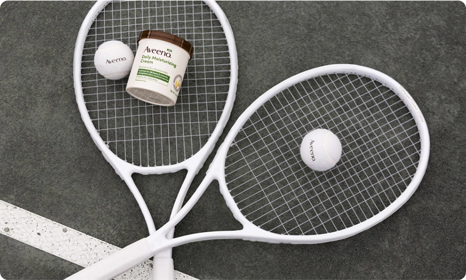 Aveeno Daily Moisturizing Cream featuring tennis rackets from Aveeno sports event