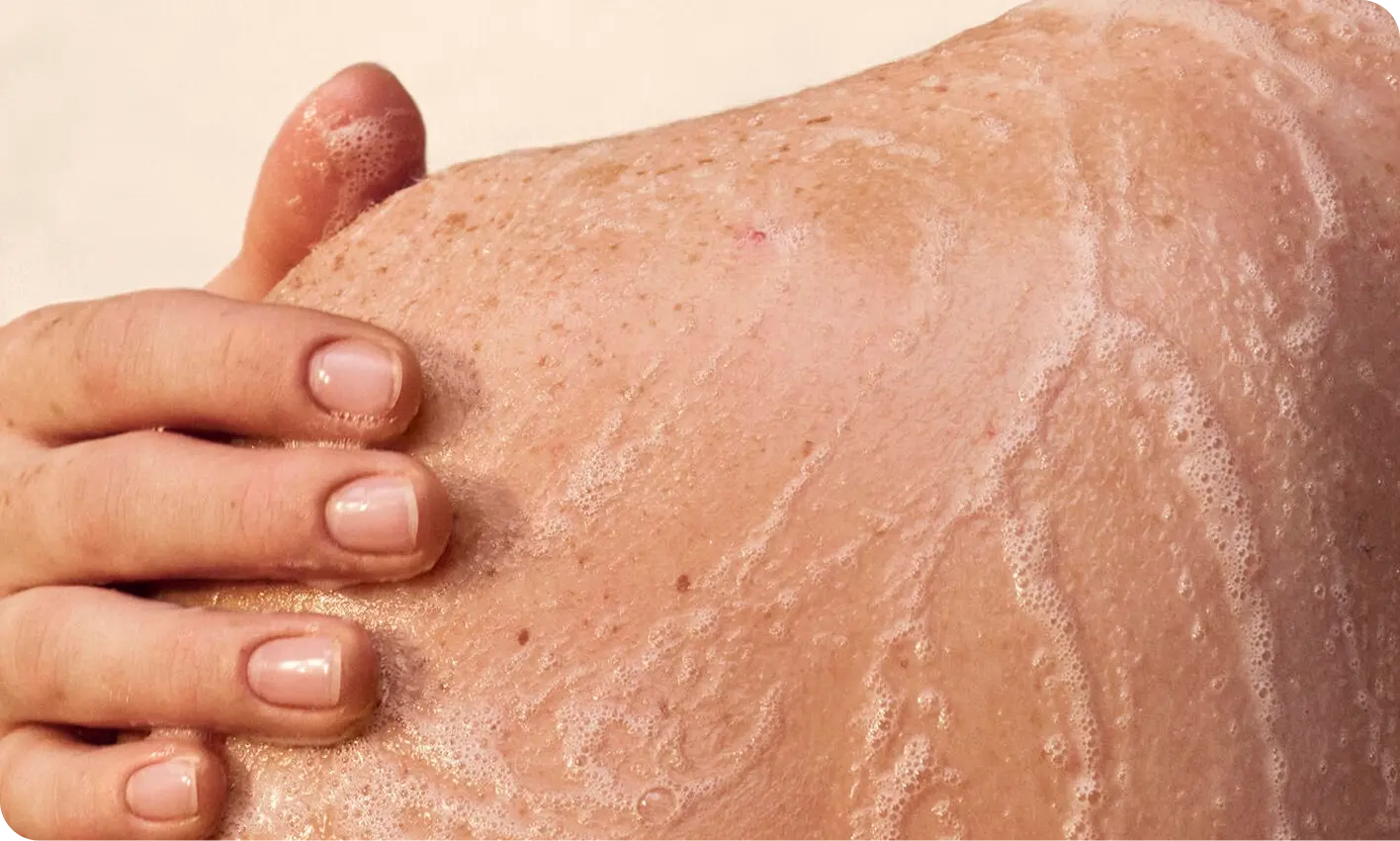 Sensitive skin tips, cleanse thoroughly, but gently. Foam texture.