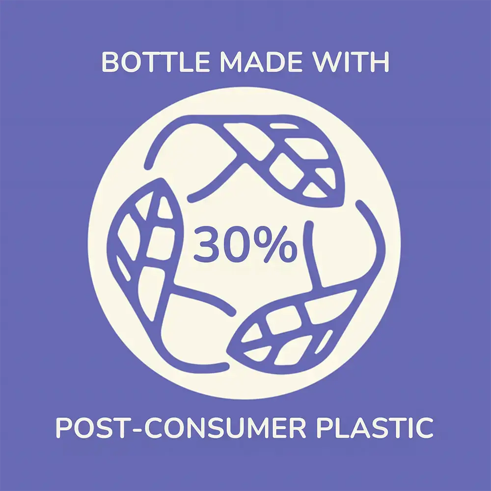 Bottle made with 30% post-consumer plastic