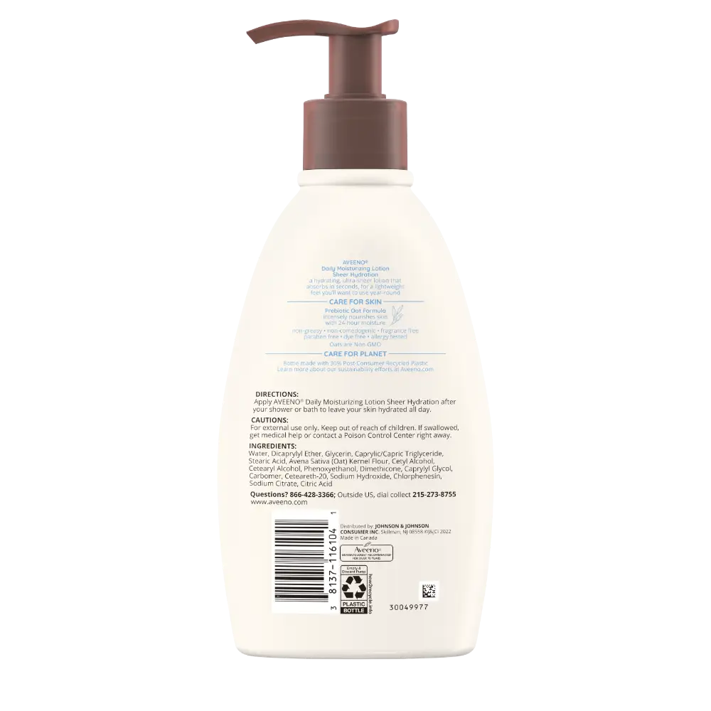 Back Pack shot of Daily Moisturizing Sheer Hydration Dry Skin Lotion 12oz