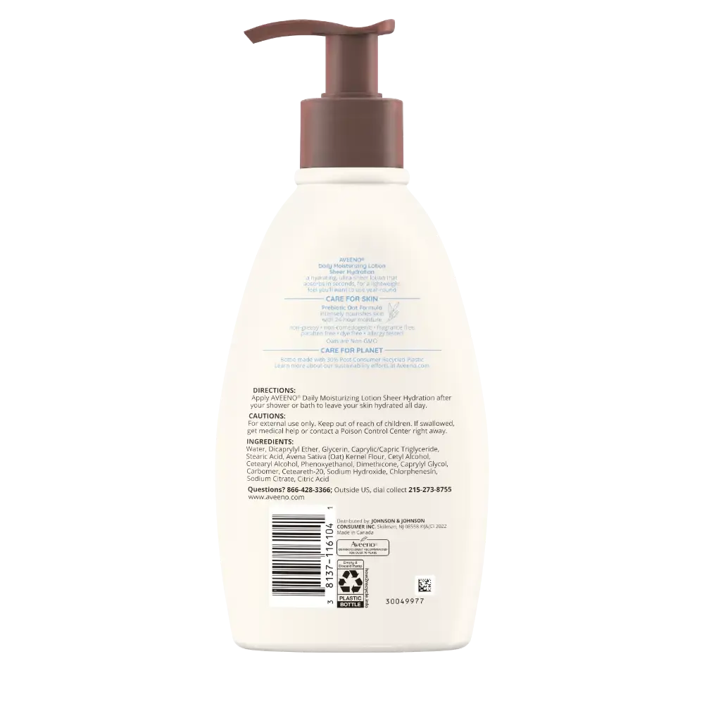 Back Pack shot of Daily Moisturizing Sheer Hydration Dry Skin Lotion 12oz