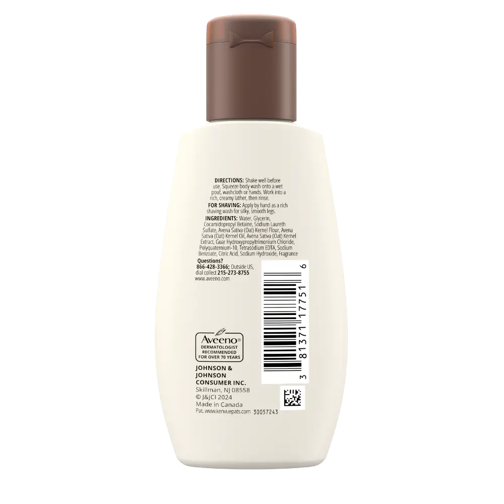 Back Pack shot of Daily Moisturizing Oat Body Wash for Normal to Dry Skin 2oz