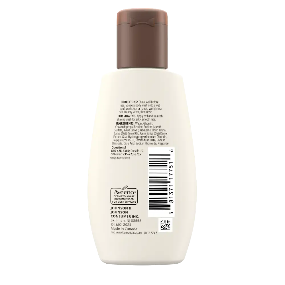 Back Pack shot of Daily Moisturizing Oat Body Wash for Normal to Dry Skin 2oz