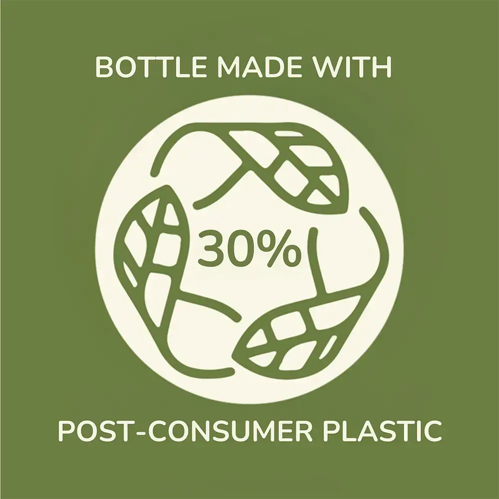 Bottle made with 30% post-consumer plastic