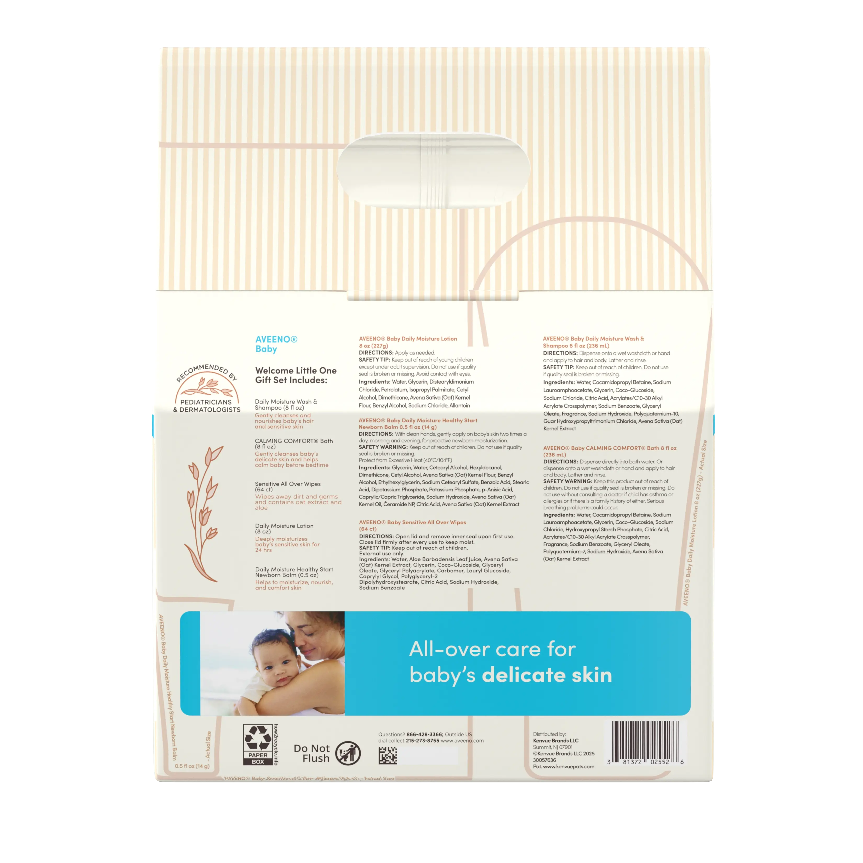 Back pack shot of Aveeno® Baby Welcome Little One Gift Basket Modern Gift Set