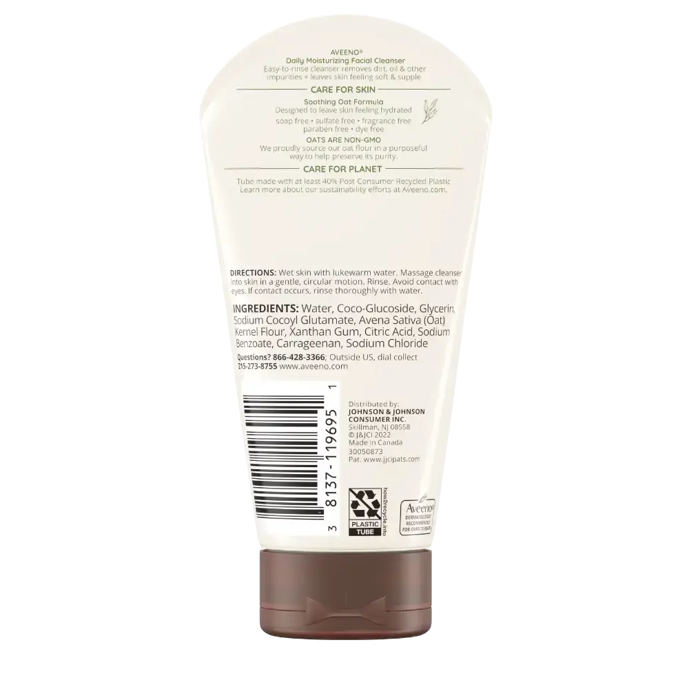 Back Pack shot of Daily Moisturizing Facial Cleanser, Soothing Oat 12oz