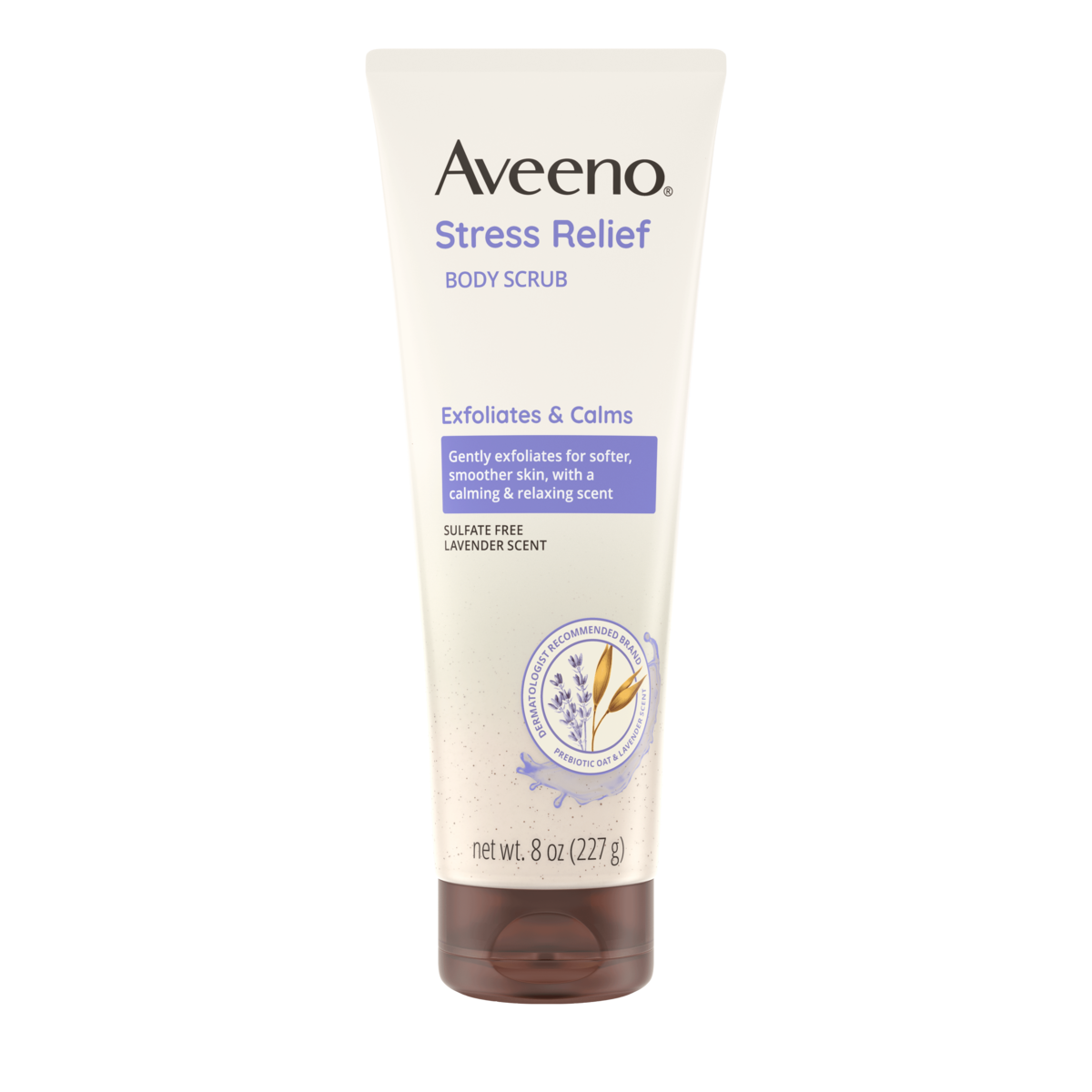 Pack shot of Aveeno® Stress Relief Exfoliating Body Scrub, Lavender, 8 oz