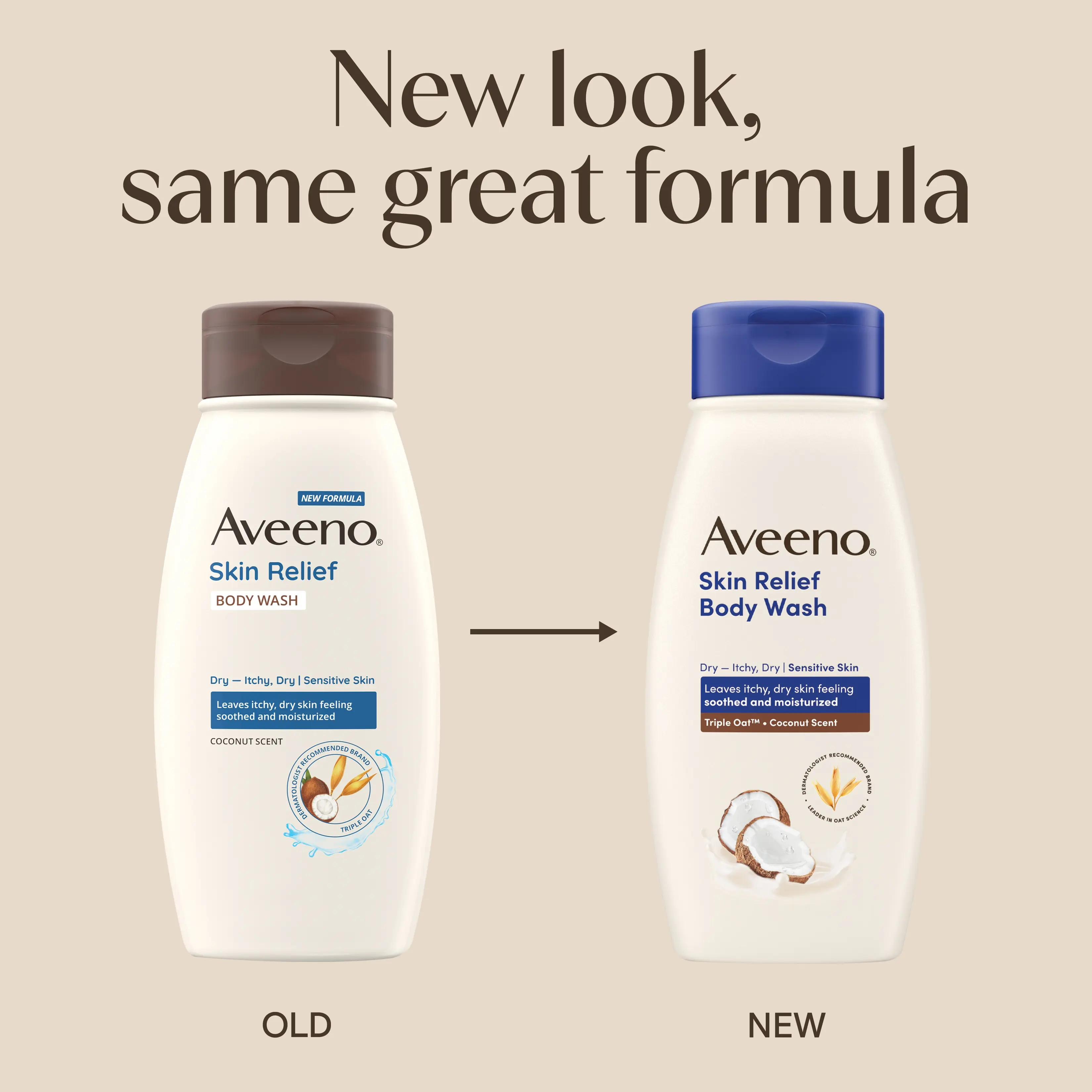New Look same old formula Aveeno® Skin Relief Body Wash with Coconut Scent