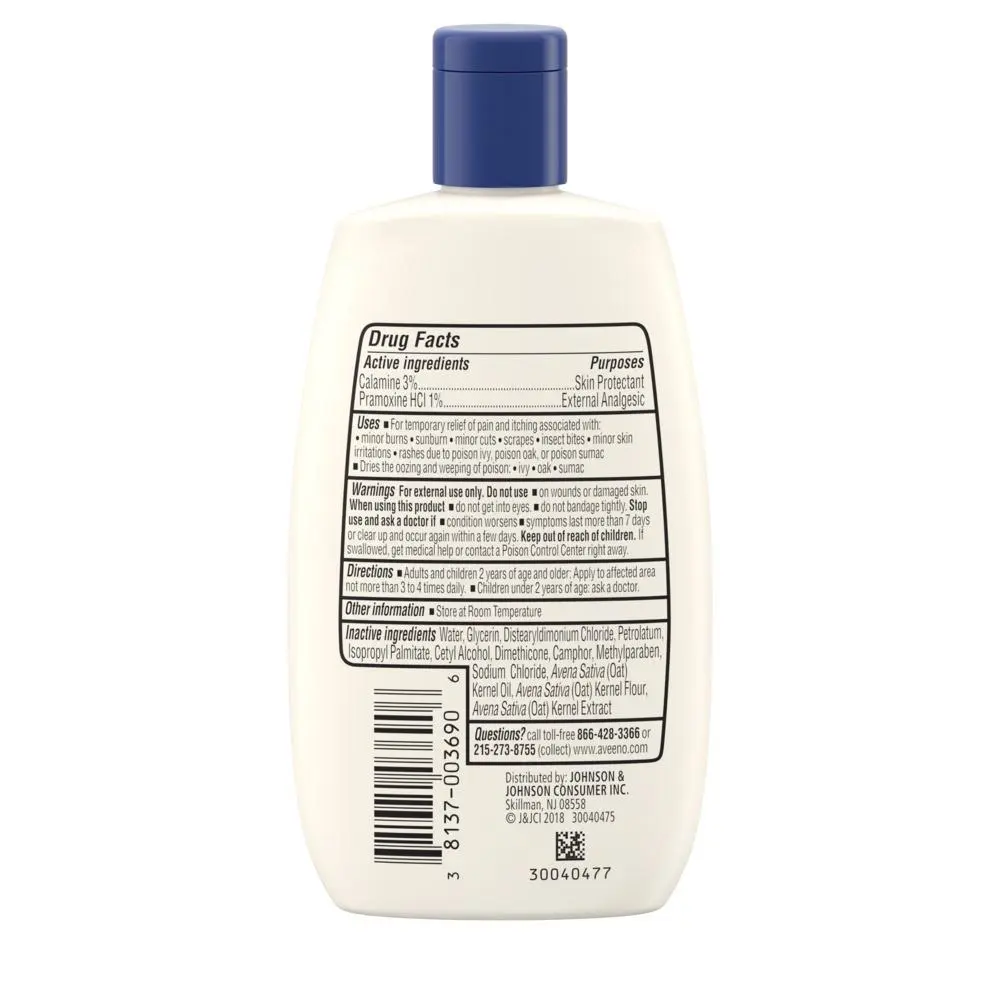Back of pack shot of Aveeno® Anti-Itch Concentrated Lotion, 4 fl. oz
