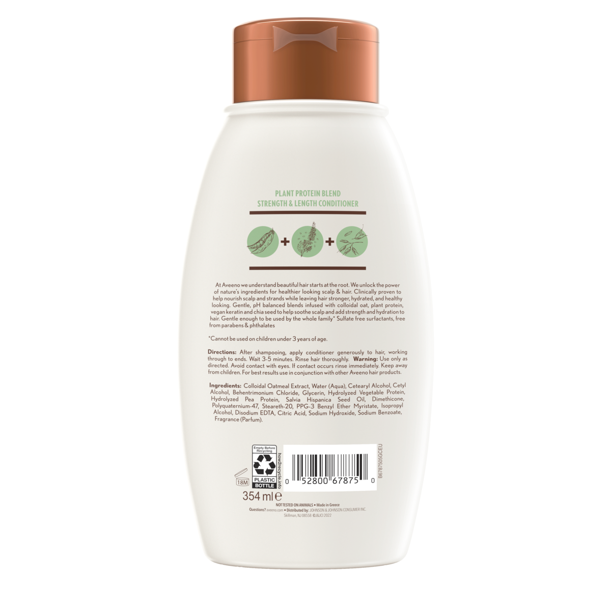 Aveeno® Plant Protein Blend Strength & Length Conditioner Bottle Back Shot