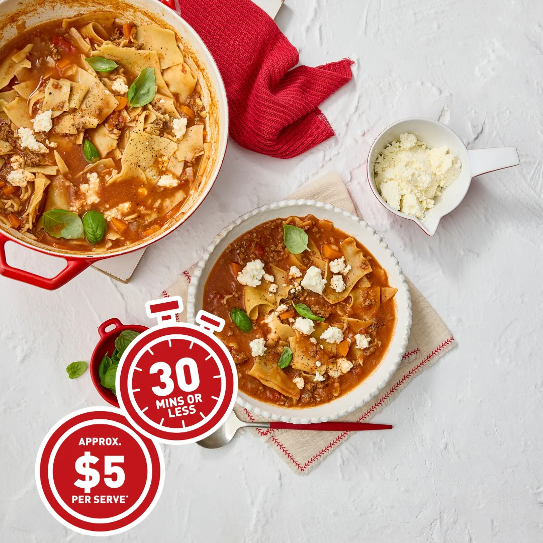 Real Easy Dinner > lasagna Soup  (1080 x 1080 px)