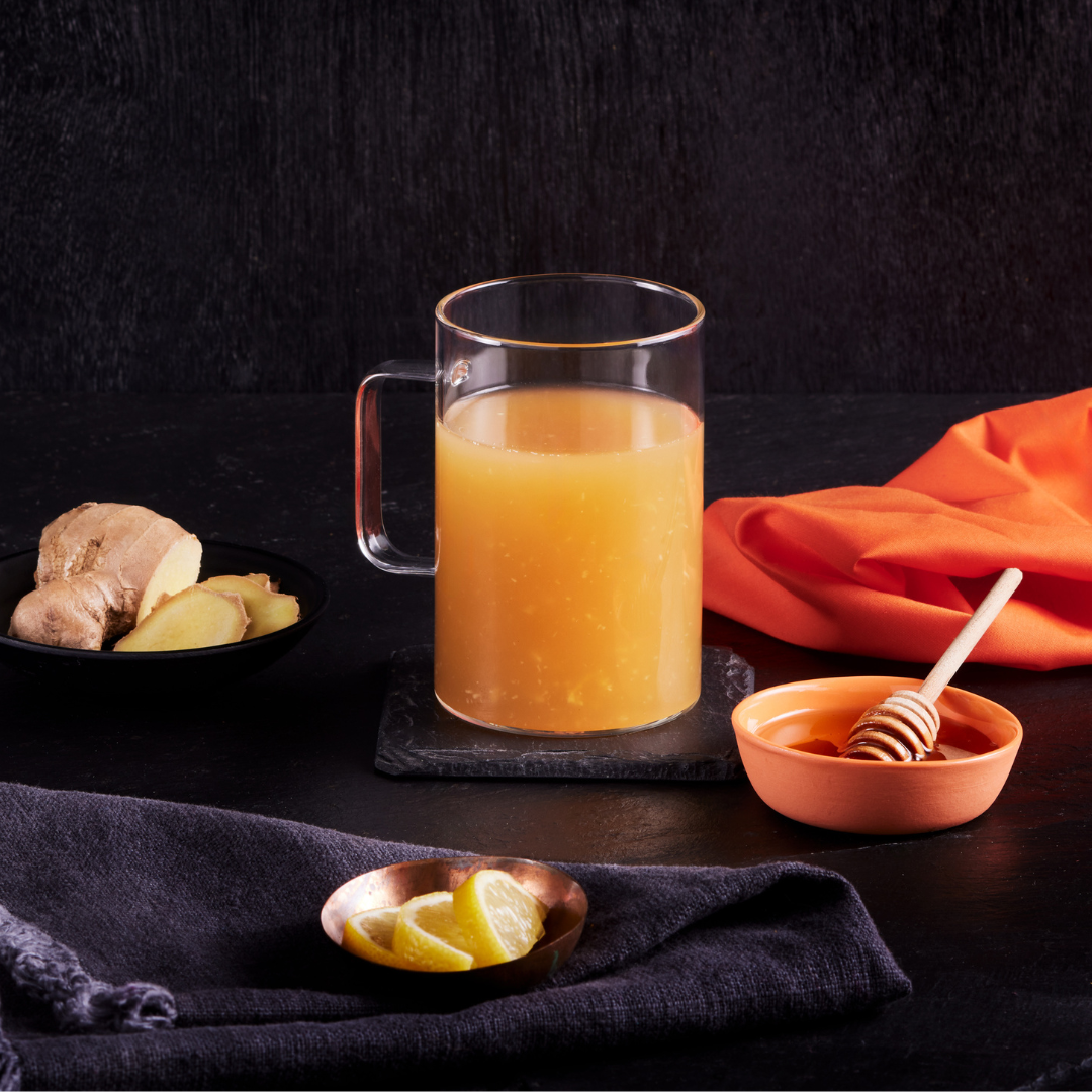 Chicken Bone Broth with Lemon, Ginger & Honey