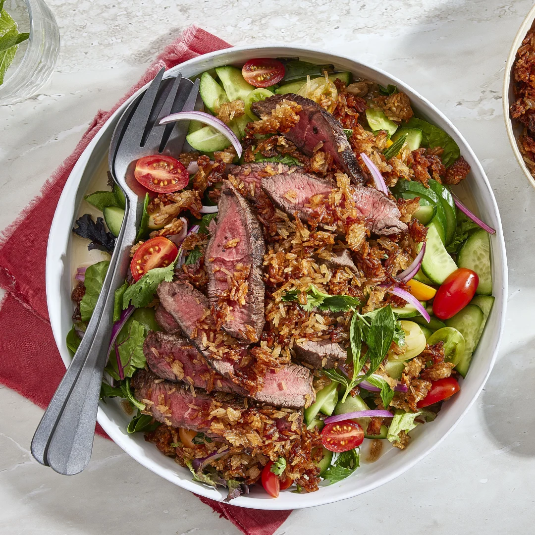 Crispy Rice & Beef Salad
