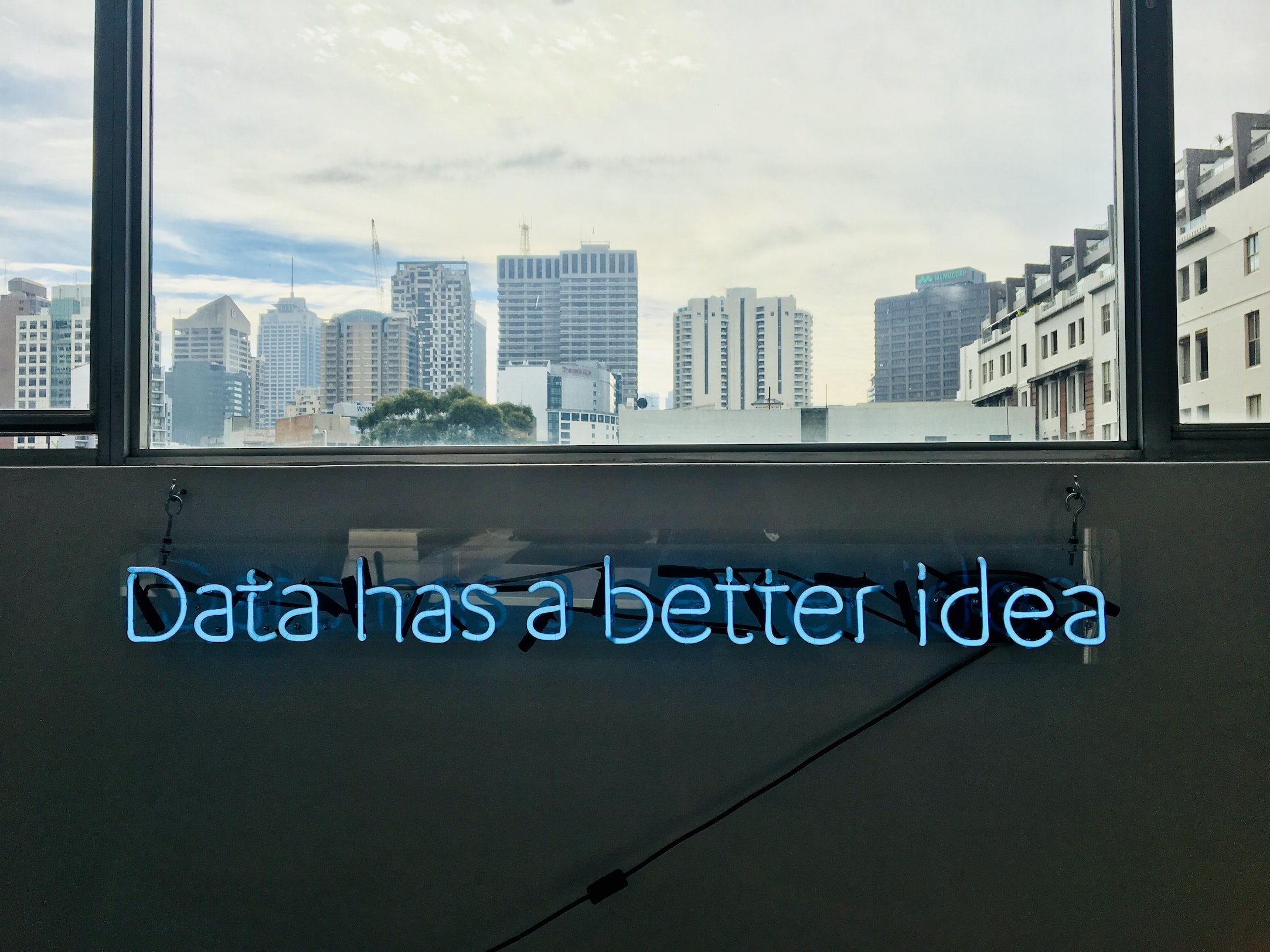 A neon sign that says data has a better idea, by Franki Chamaki