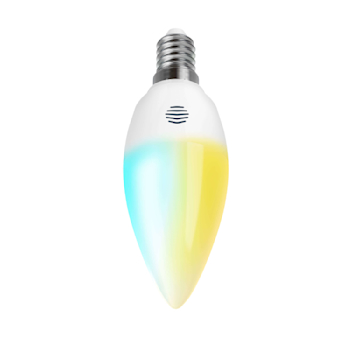 Front facing view of Hive Tuneable E14 Smart Light Bulb, with screw fitting, on a white background