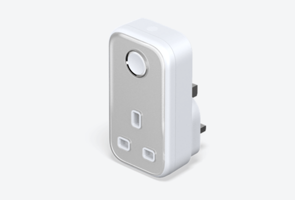 Side angle view of Hive Active Plug on a light grey background