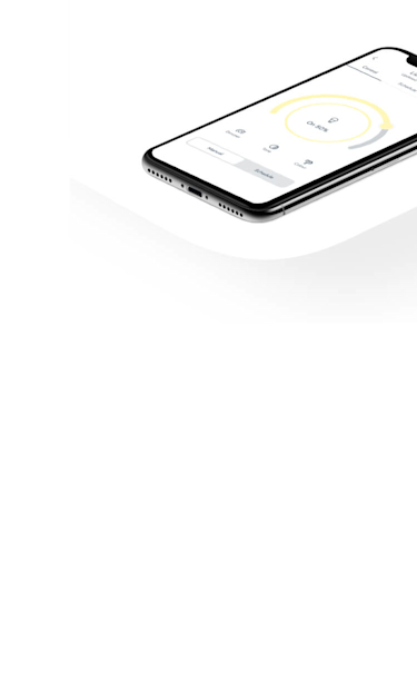 Smartphone lying down showing smart light bulb controls on the Hive app, on a white background