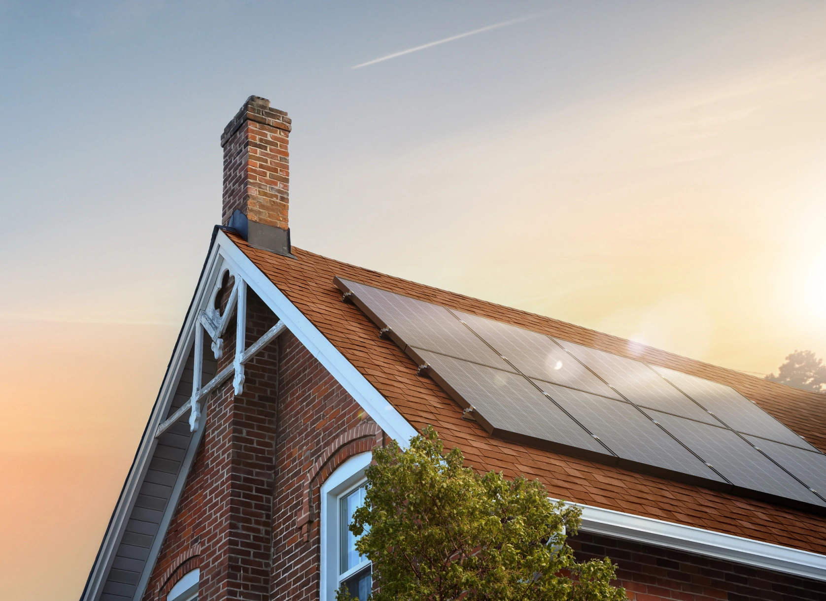Solar panels on a semi-detached house.
