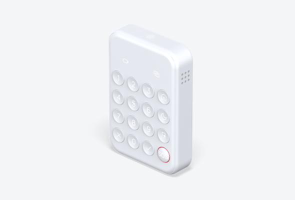 Side angle view of Hive Keypad on a light grey background