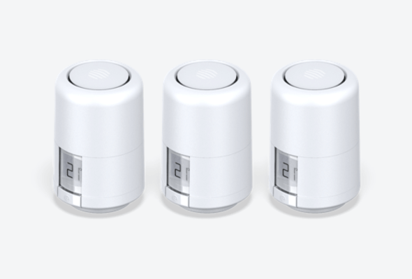Composite image of three Hive Radiator Valves on a light grey background