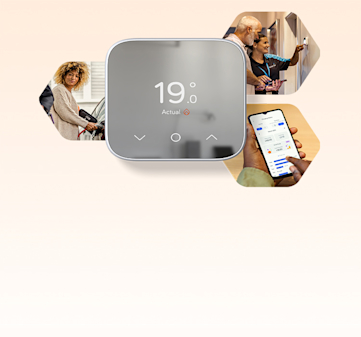 Composite image of Hive smart devices displayed in the top of the banner with a grey dip underneath and a white background across the rest of the banner