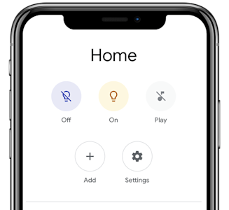 Front facing view of a smartphone, showing the Google Assistant app on the screen, on a white background