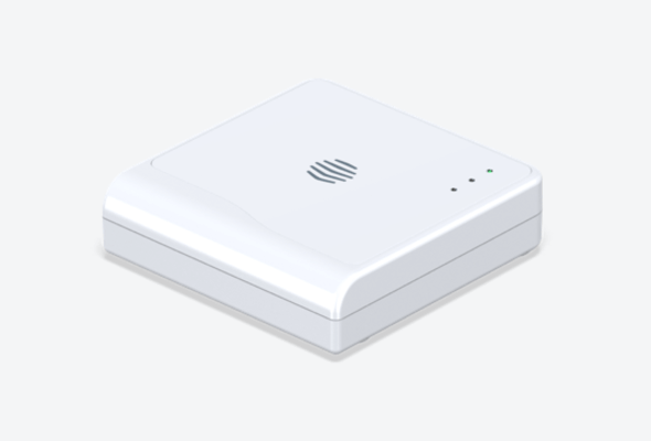 Side angle view of Hive Hub on a light grey background