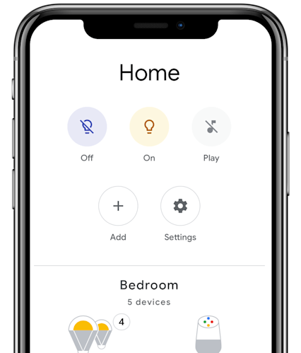 Front facing view of a smartphone, showing the Google Assistant app on the screen, on a white background