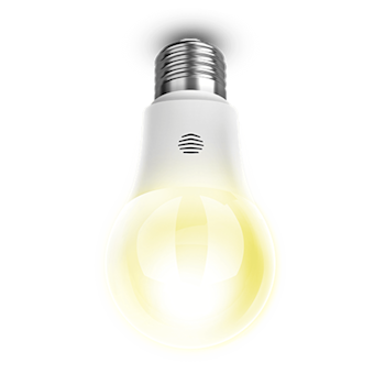 Front facing view of Hive E27 Dimmable Smart Light Bulb, with screw fitting, on a white background