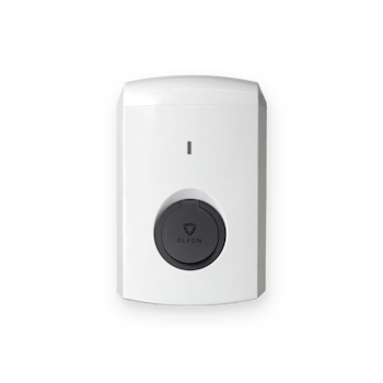 Front facing view of Alfen EV Charger on a white background