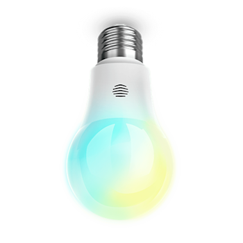 Front facing view of Hive E27 Tuneable Smart Light Bulb, with screw fitting, on a white background