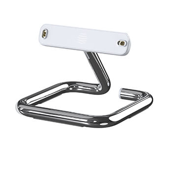Downwards angle of Hive Thermostat Stand, with no thermostat attached, on a white background