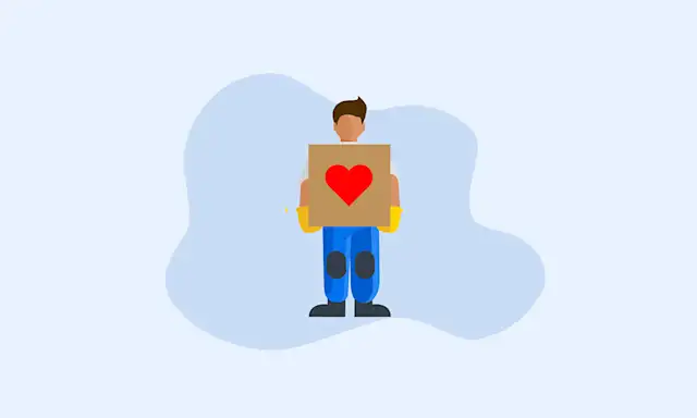 Illustration of a mover holding a box with a heart symbol on it