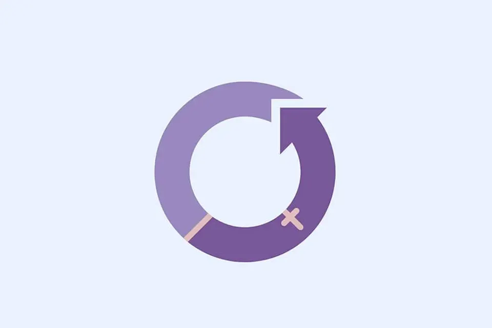 Purple circular symbol representing gender equality