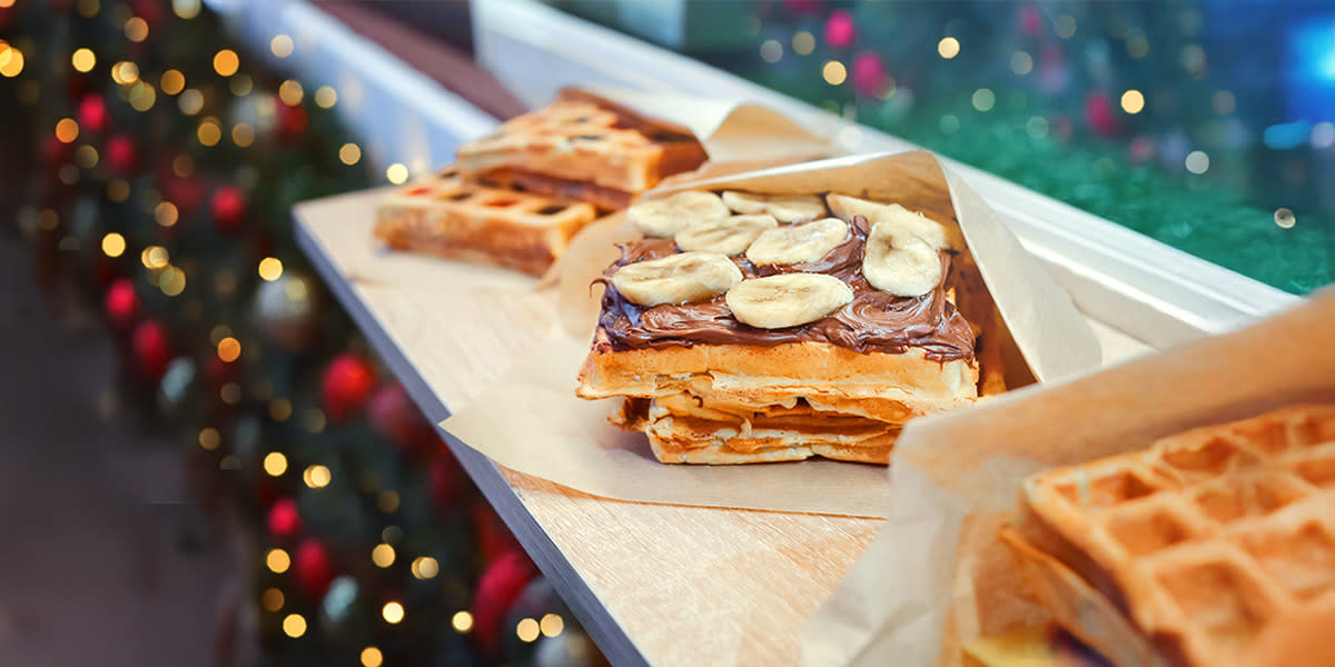 Banana and chocolate spread waffle in Louvain-la-Neuve