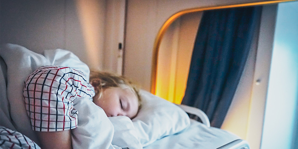 Child asleep in one of our accessible cabins 